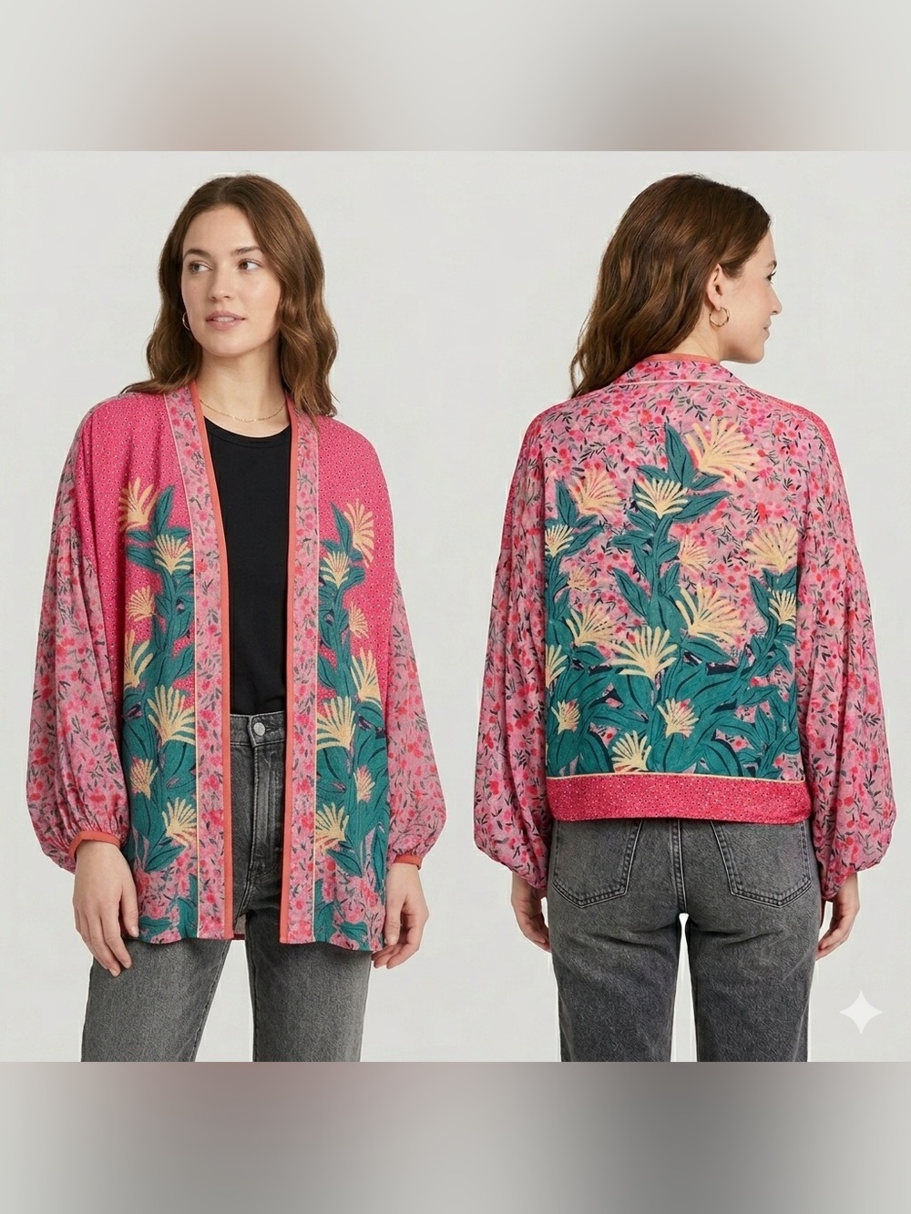 Blank London Anthropologie Floral Boho Kimono Cardigan OS Festival vacation
